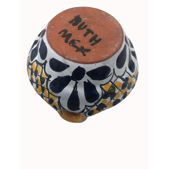 VTG Talavera Handpainted Ceramic Basket Dish Signed Ruth Mexico Floral 6x1.5 Inc - Picture 5 of 6